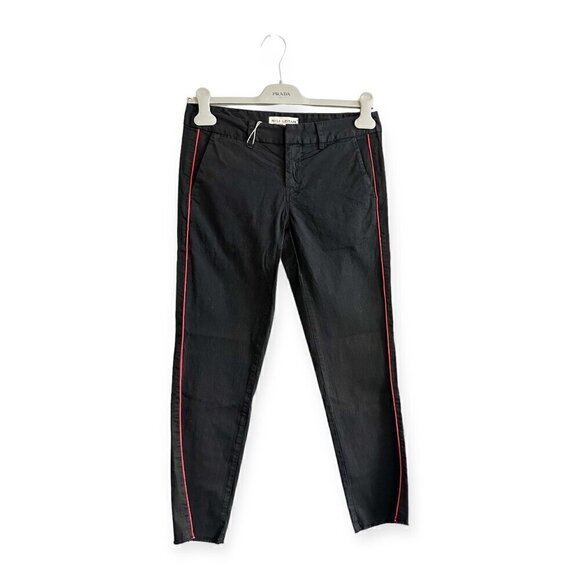 NWT Nili Lotan East Hampton Pants - Jet Black With Red Piping, Size 0 - Picture 4 of 16